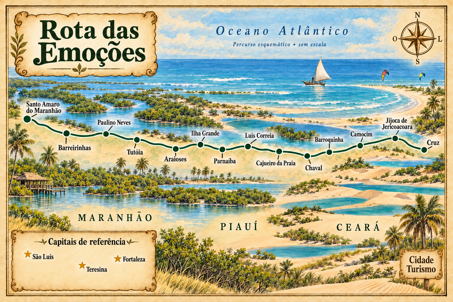 Illustrated map of Route of Emotions