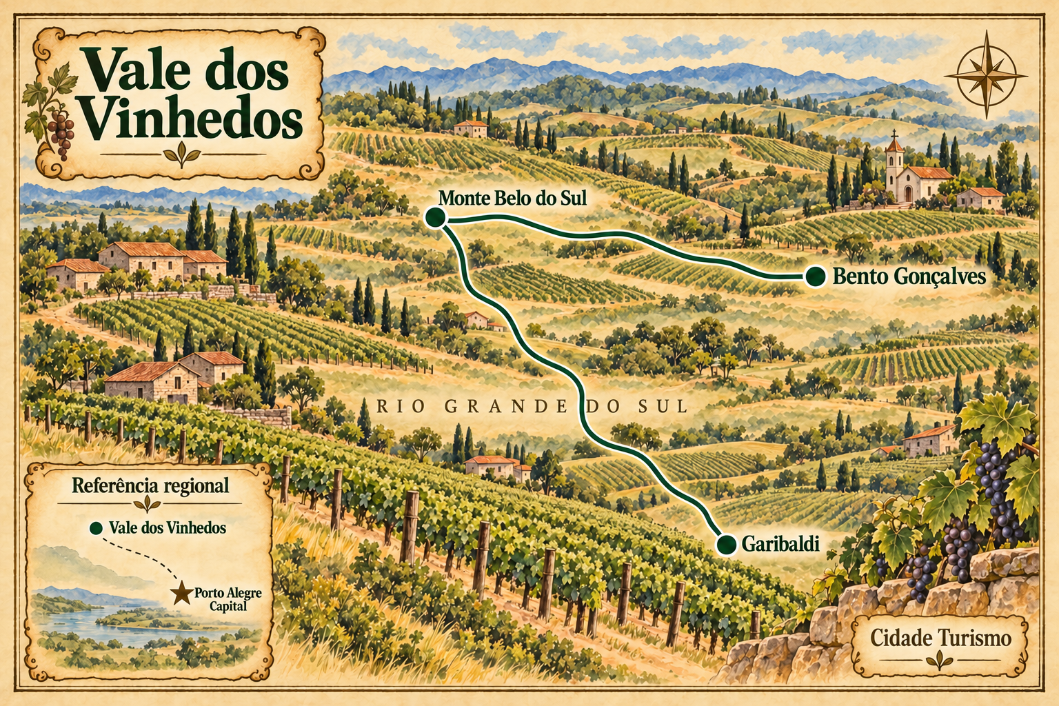 Illustrated map of Vale dos Vinhedos