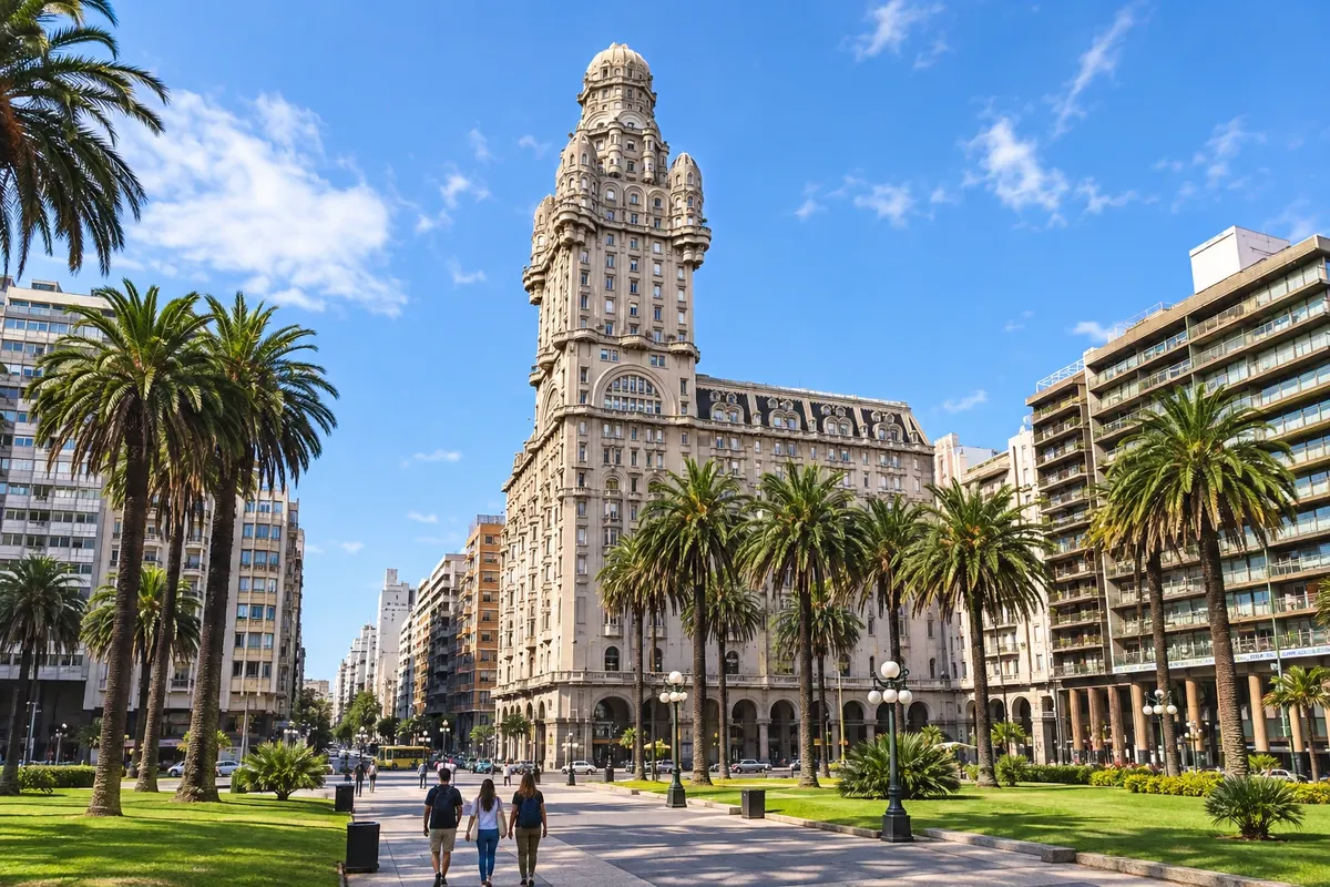 Palacio Salvo seen from Plaza Independencia