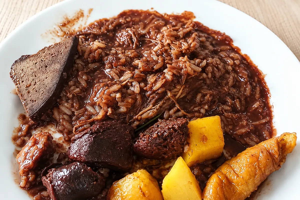 Arroz de sarrabulho in the style of Ponte de Lima — Portugal.