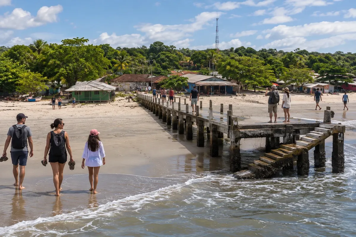 Pueblo y muelle en la Ilha do Superagui