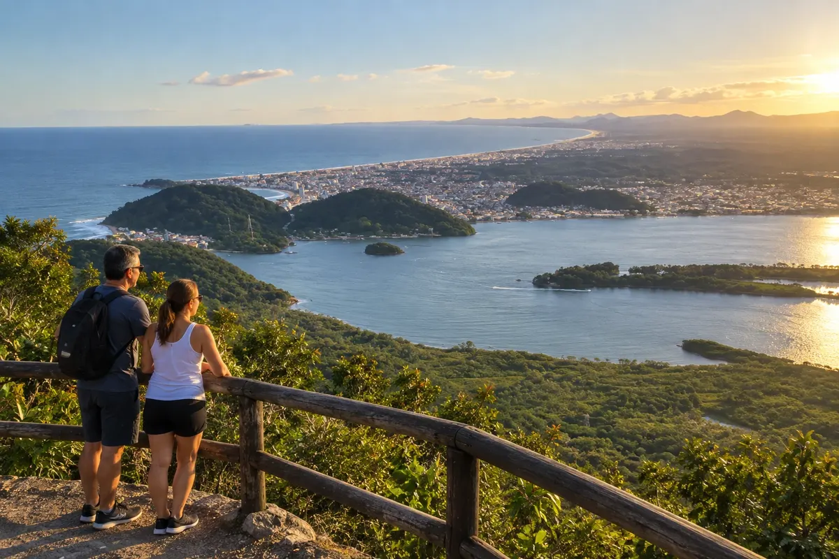 The bay, the islands and the town seen from Morro do Cabaraquara