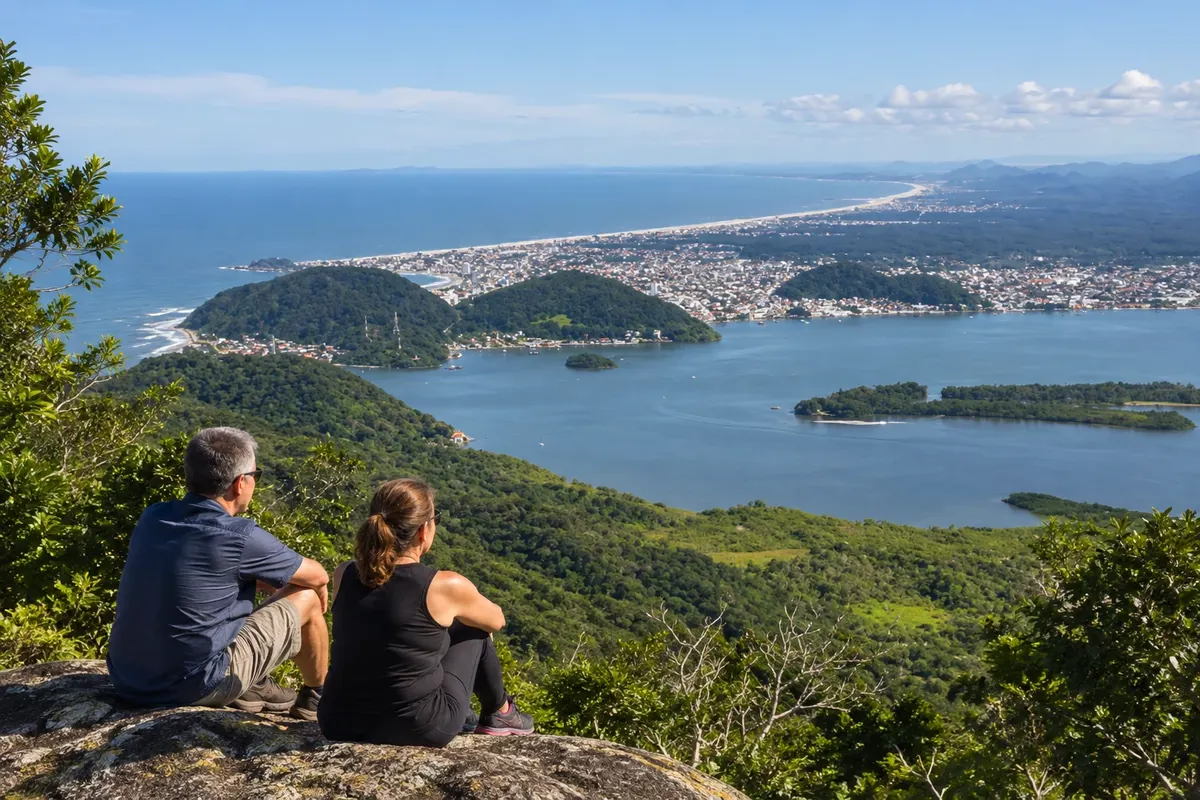 The mouth of the bay and the town seen from the hilltop