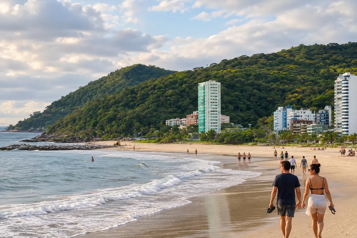 Morro do Boi seen above Caiobá beach.