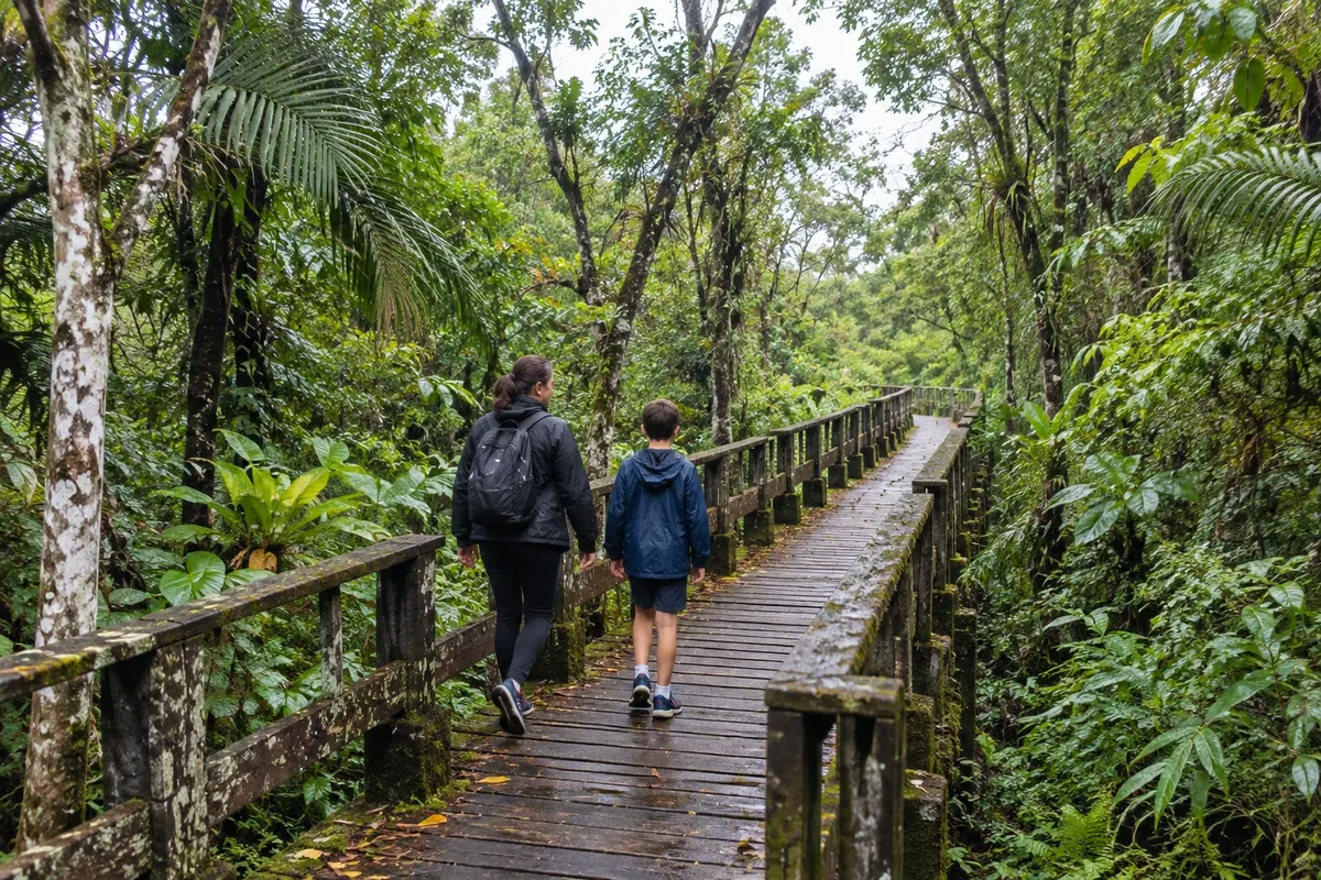 Pasarela elevada sobre los humedales del Rio da Onça