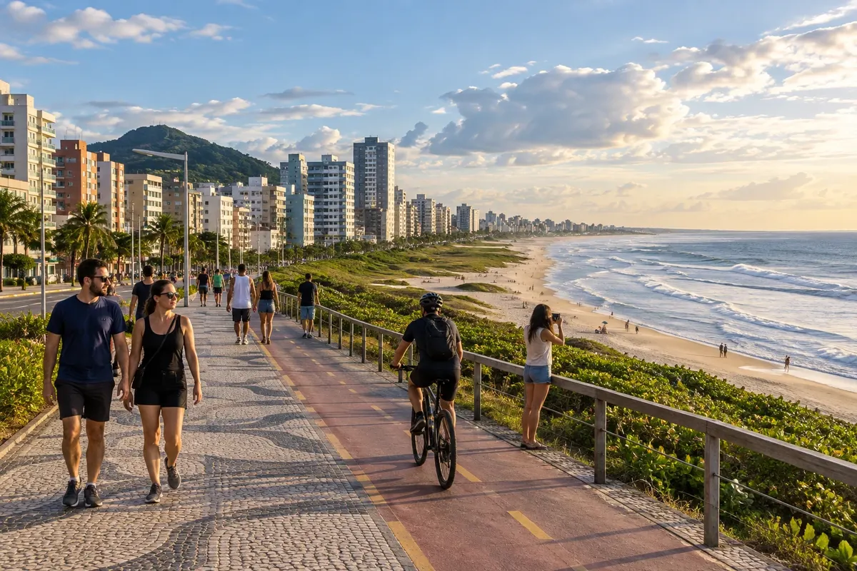 The promenade runs along the sand