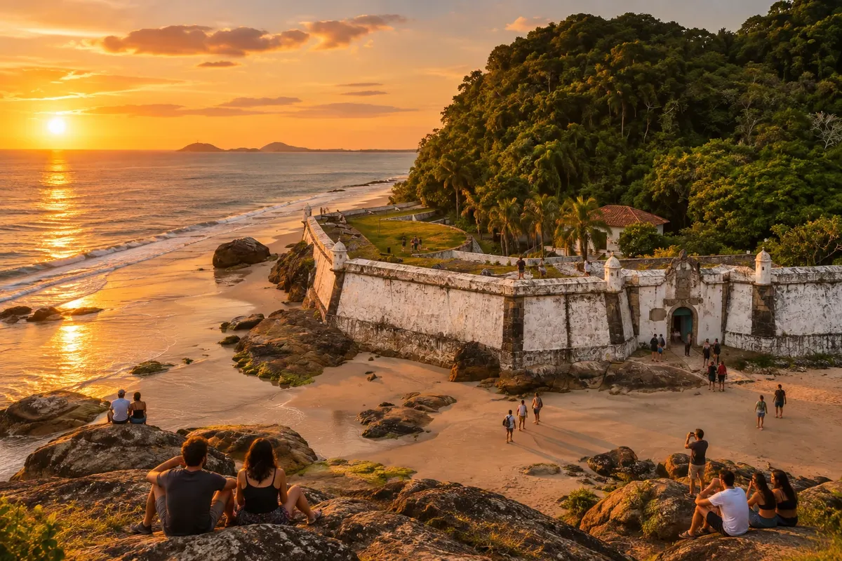Late afternoon at the fortress, at the end of Praia da Fortaleza.