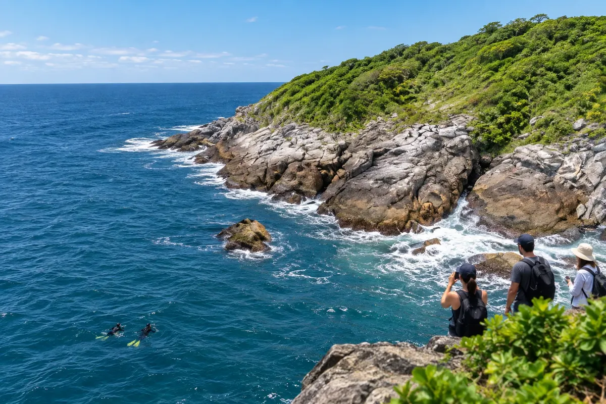 Rocky shore and open sea at the Ilhas dos Currais