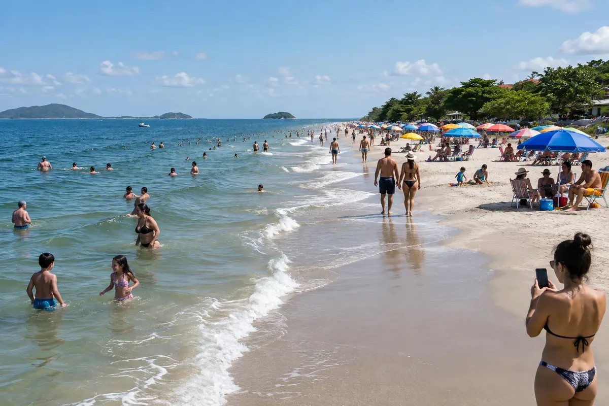 The calm sea of Pontal do Sul, facing the Baía de Paranaguá.