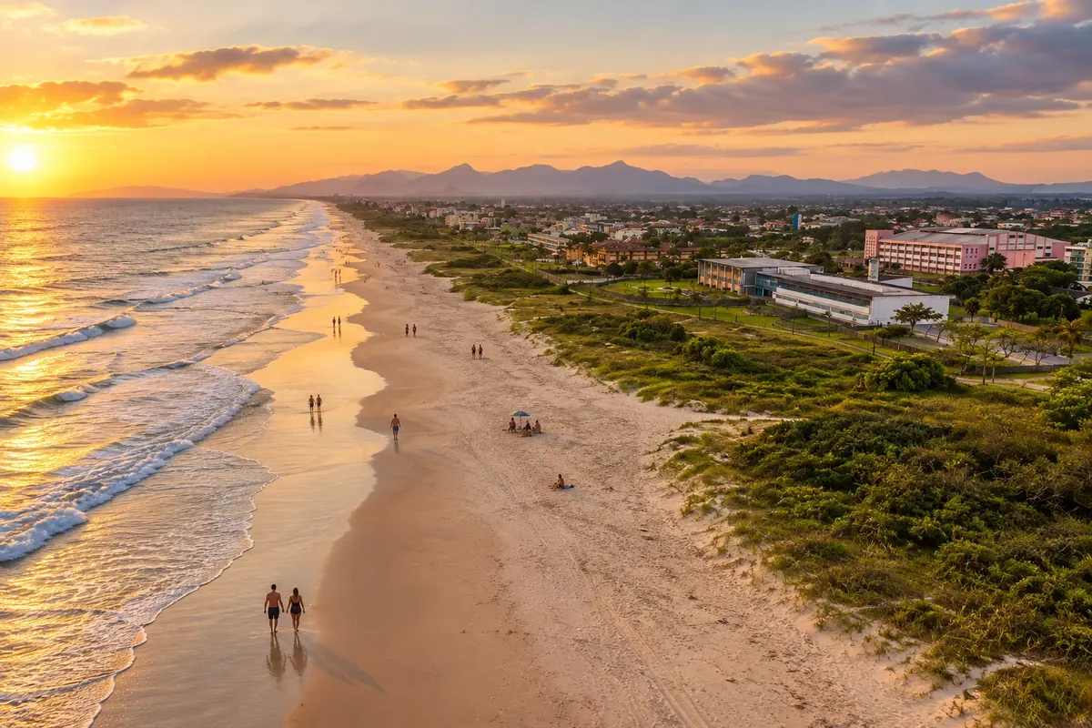 Praia de Leste with the Serra do Mar in the background
