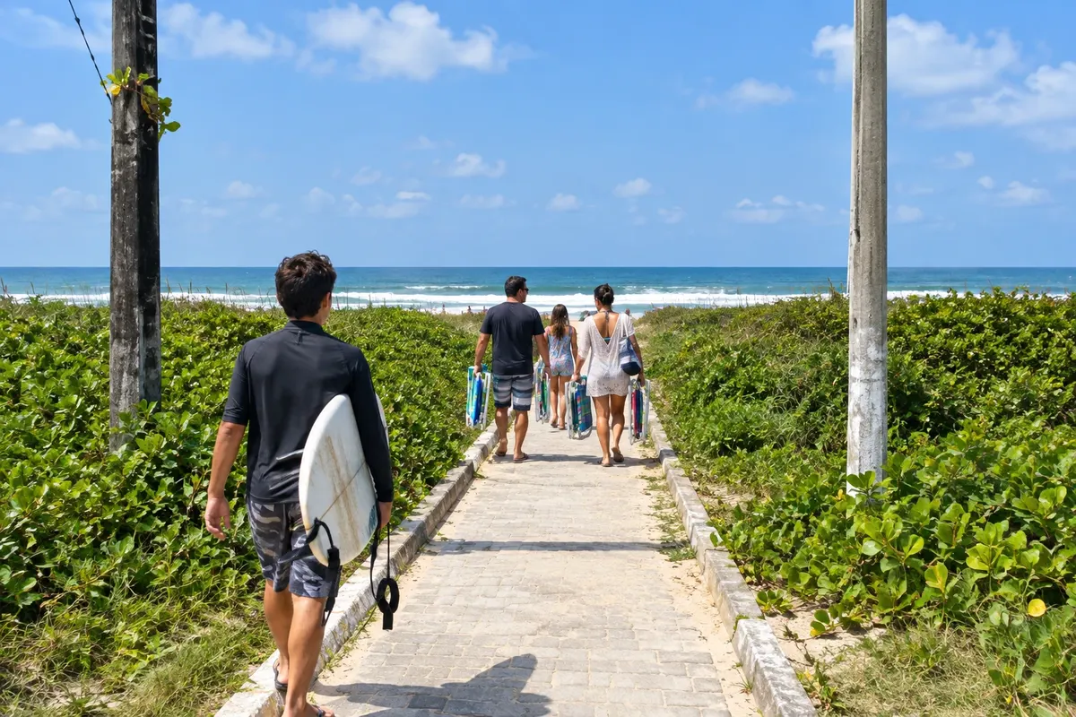 Uno de los caminos que llevan de la calle a la playa de Shangri-lá.