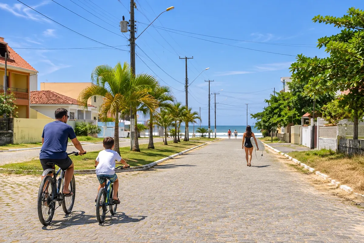 Las calles del balneario terminan frente al mar.
