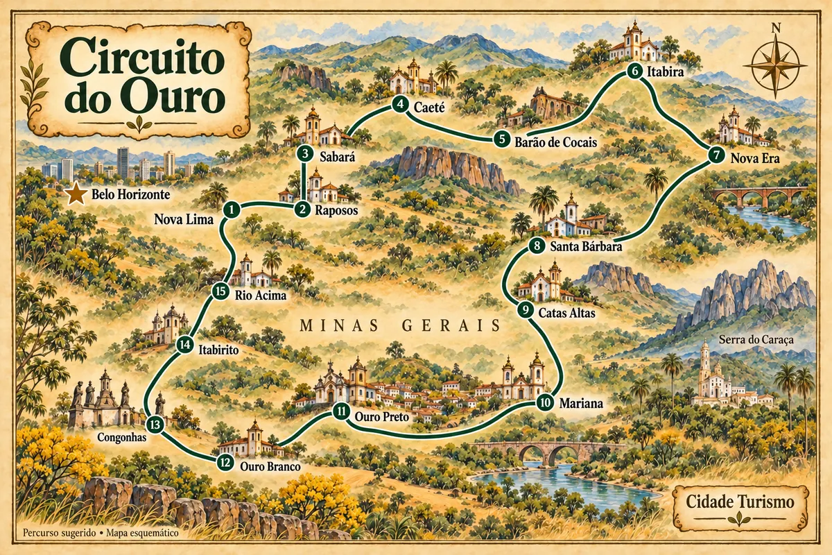 Mapa ilustrado de Circuito del Oro