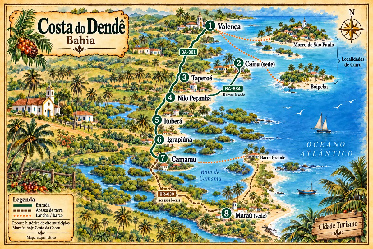 Illustrated map of Costa do Dendê