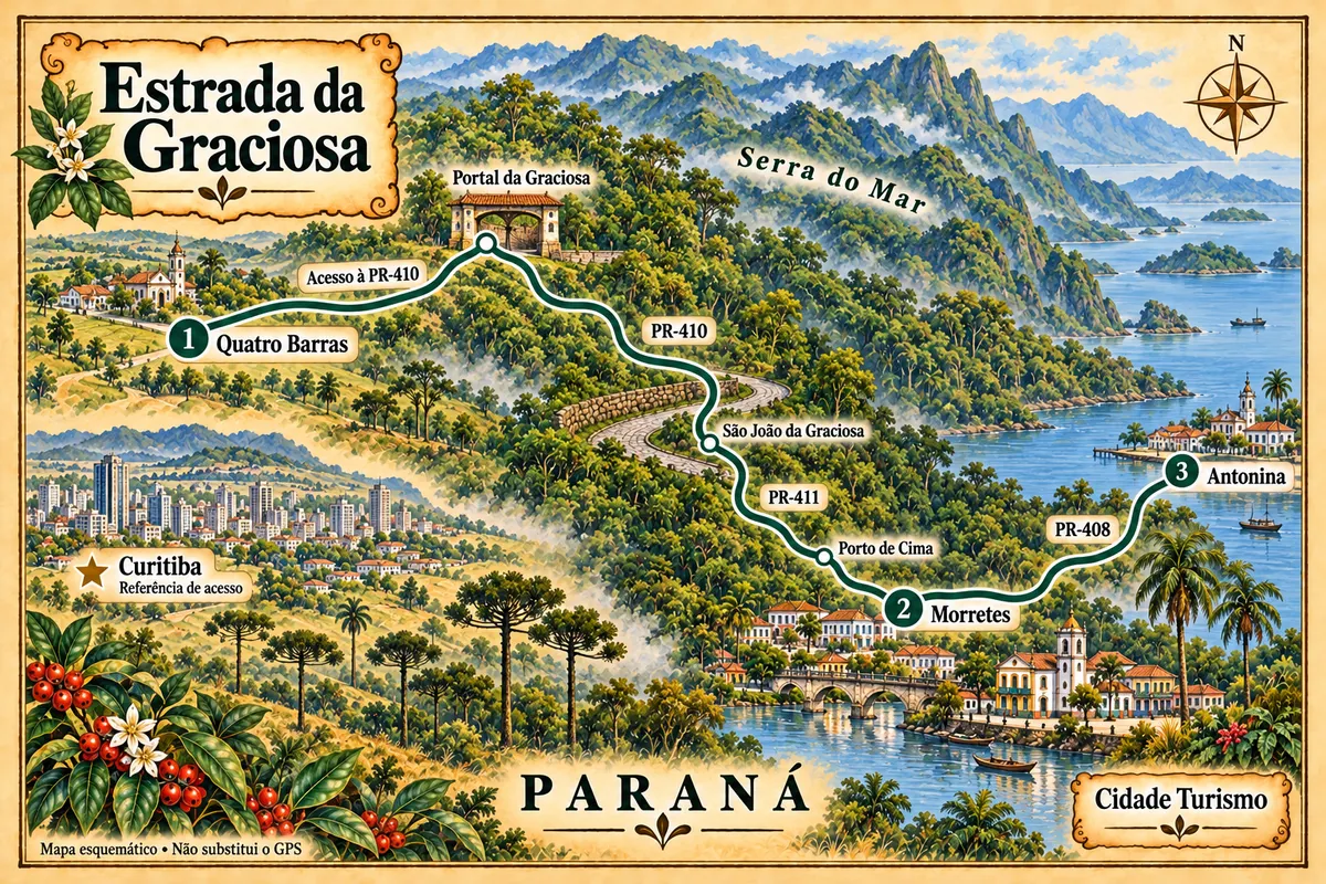 Mapa ilustrado de Estrada da Graciosa