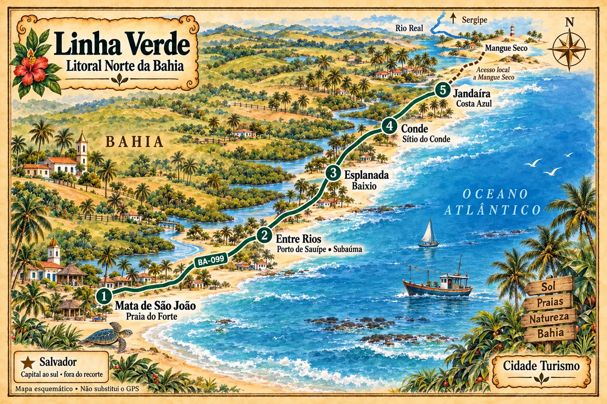 Illustrated map of Linha Verde
