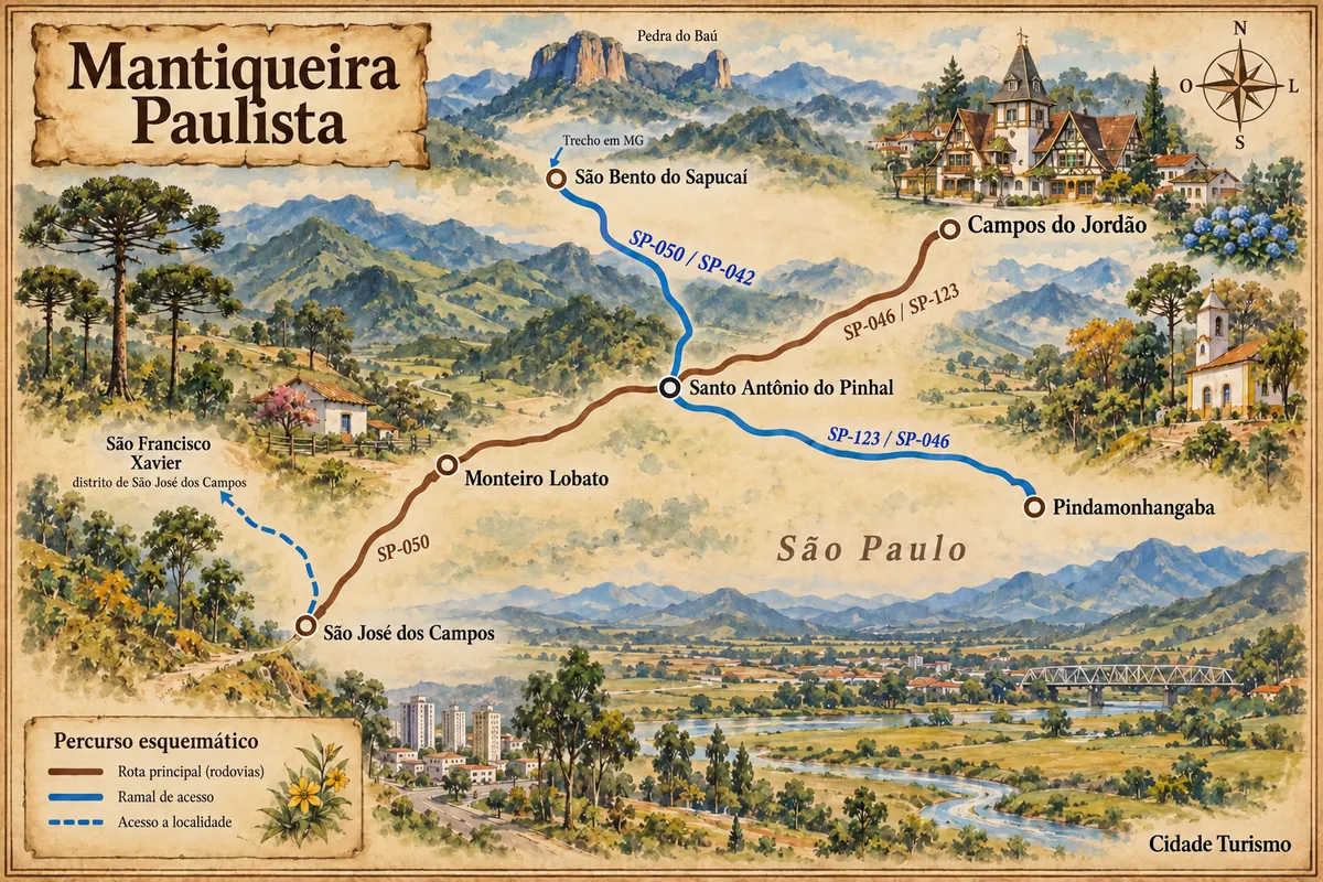Illustrated map of Mantiqueira Paulista