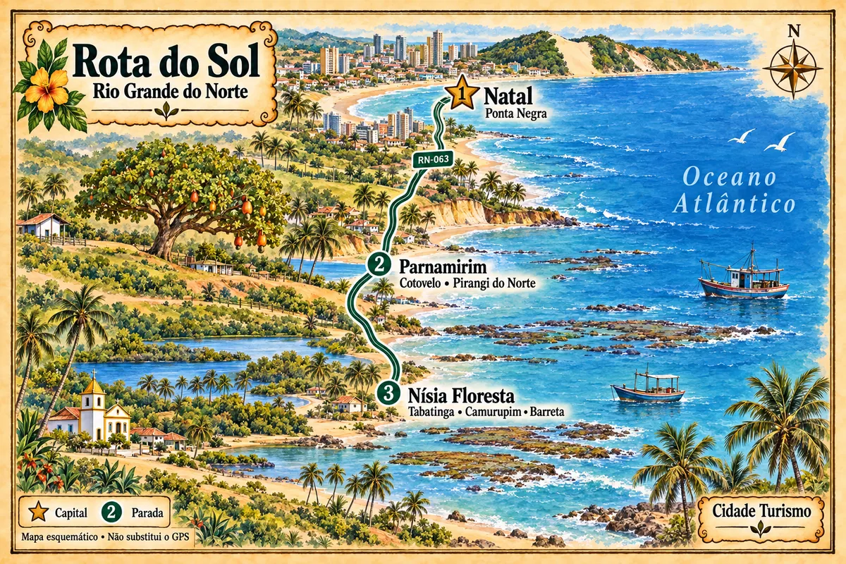Illustrated map of Rota do Sol