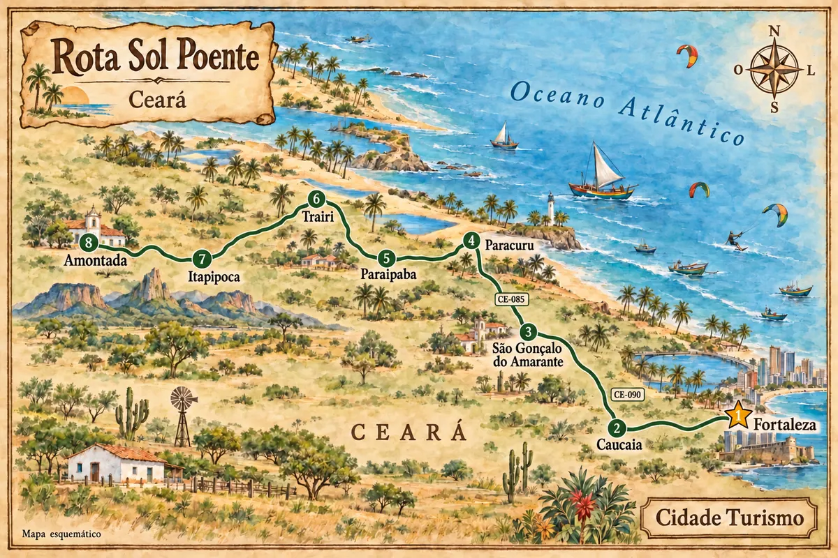 Illustrated map of Rota Sol Poente