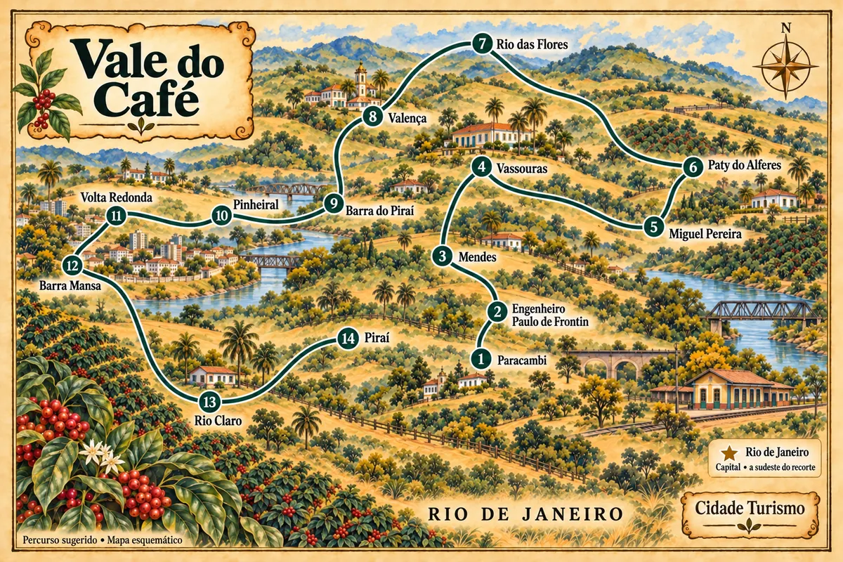 Illustrated map of Vale do Café