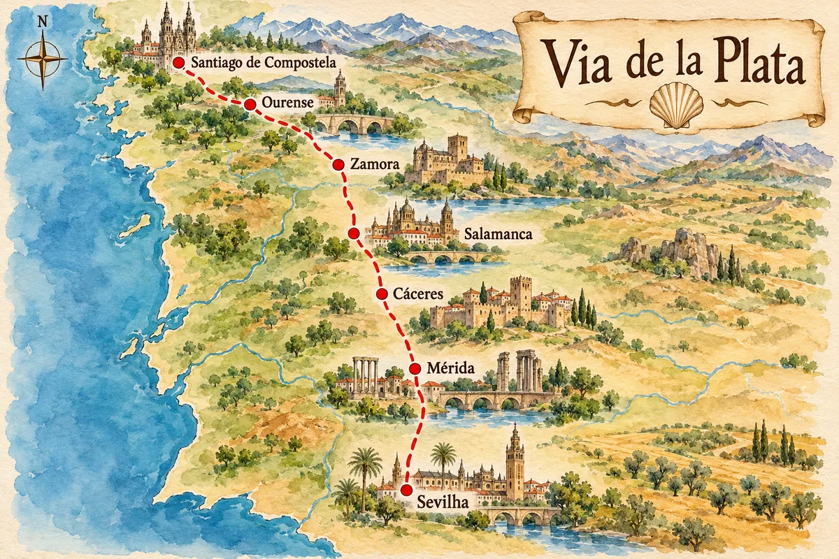 Via de la Plata de Santiago a pie