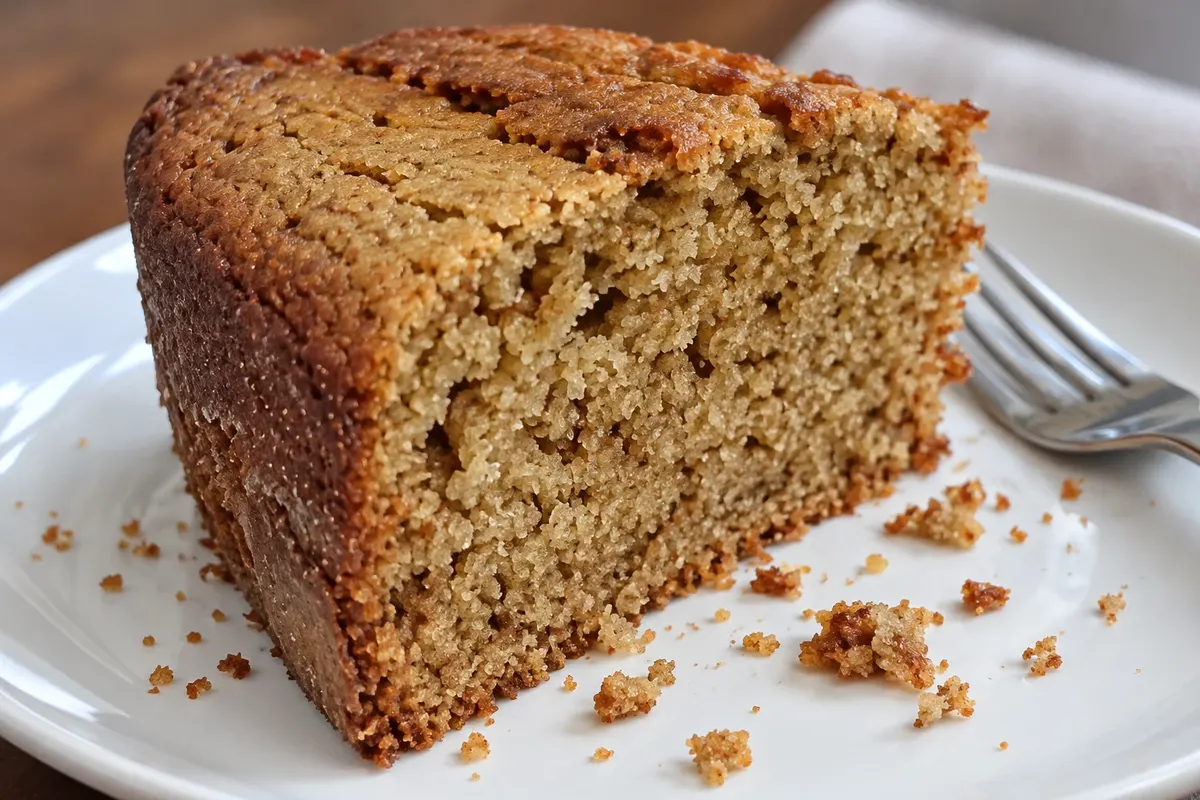 Torta de miel: close-up of the slice, crust and crumb.