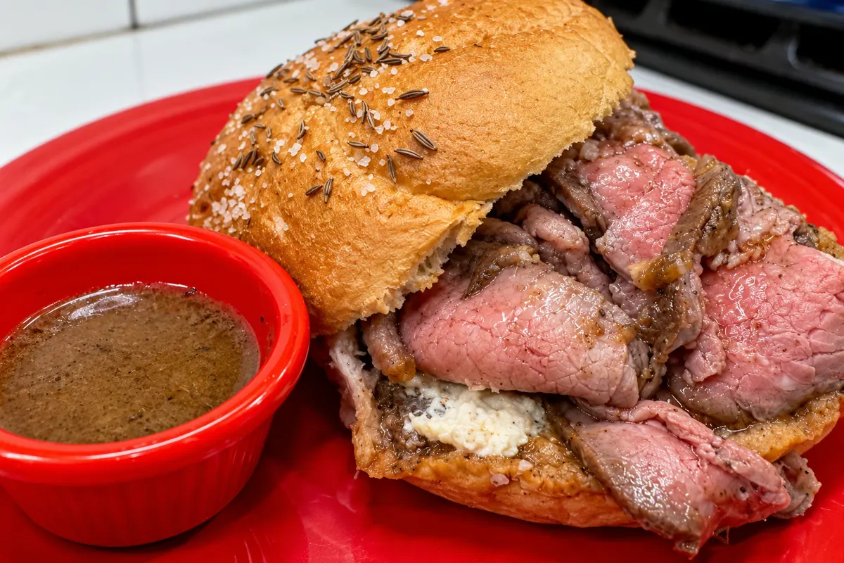 Beef on weck — detail of presentation or service