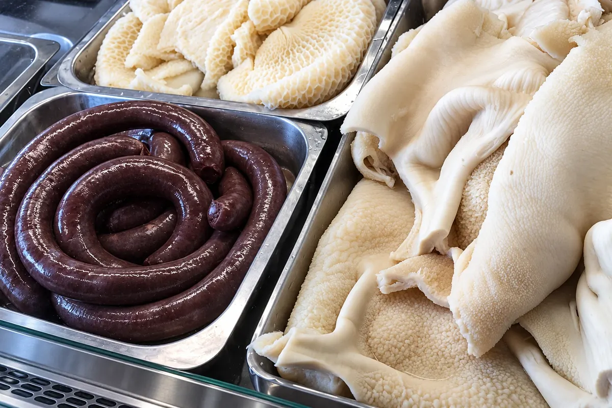 Drisheen and tripe before preparation.