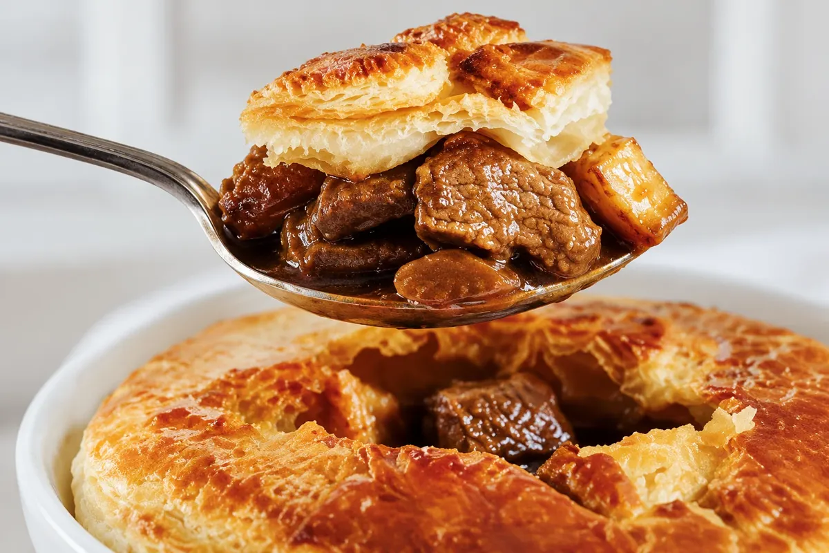 Detail of the lamb and pastry in a version of Kerry lamb pie.