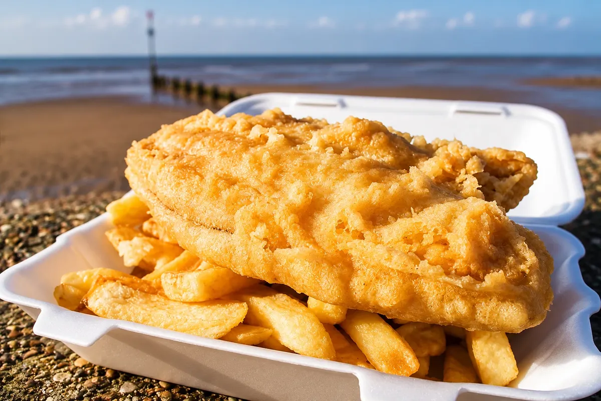 Fish and chips — detail.