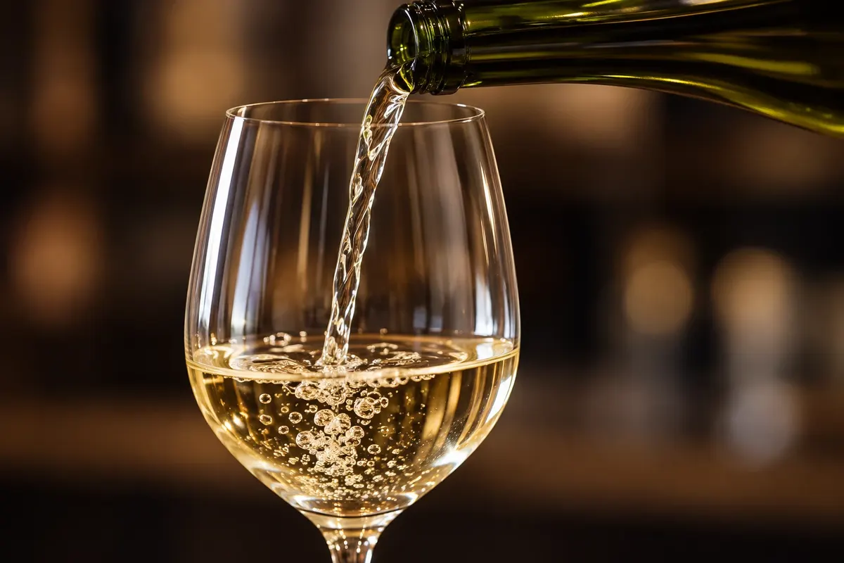 Detalle del servicio de Marlborough Sauvignon Blanc en la copa.
